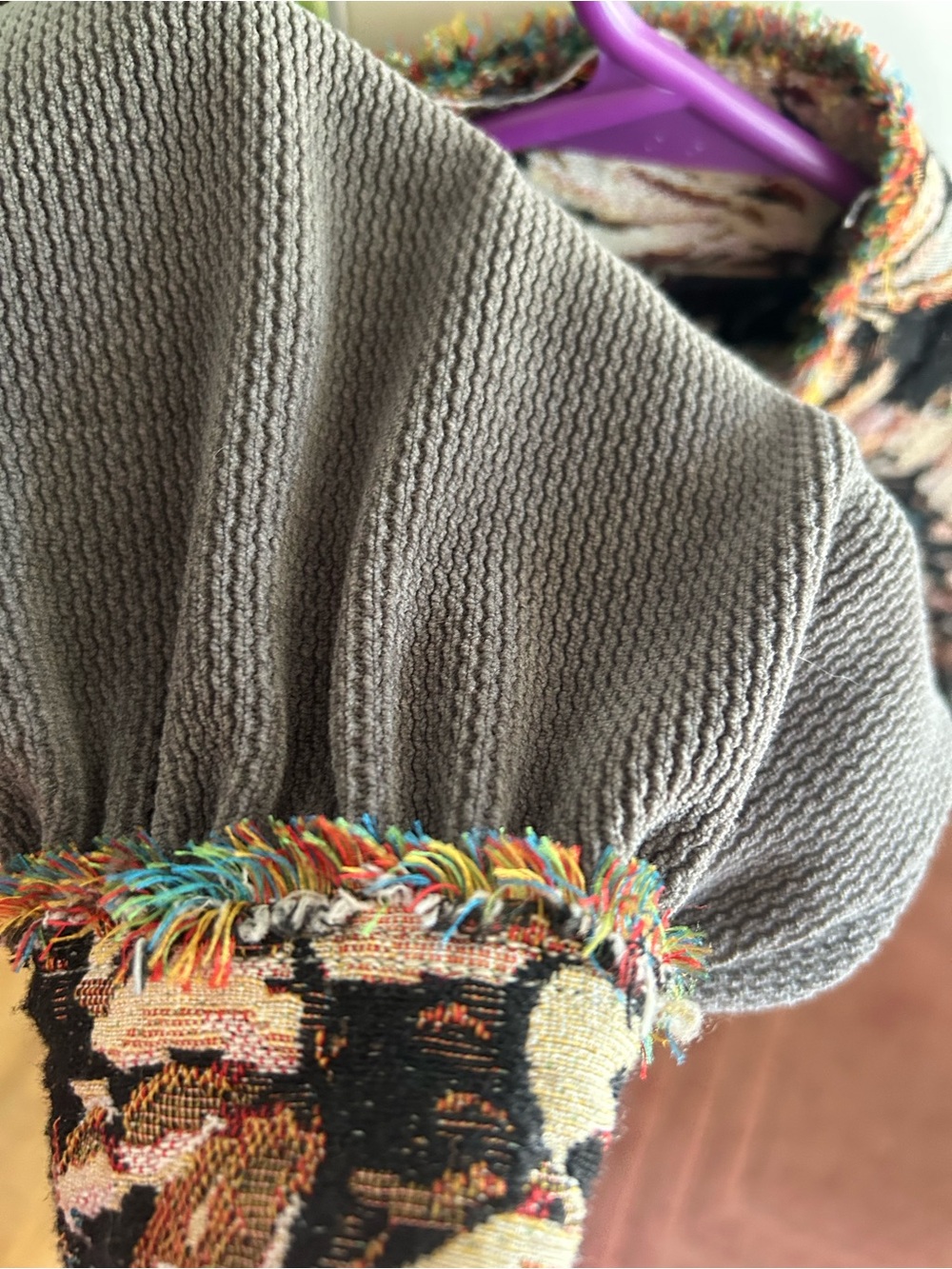 POL Tapestry Floral Utility Jacket in Black & Olive - Picture 6 of 7